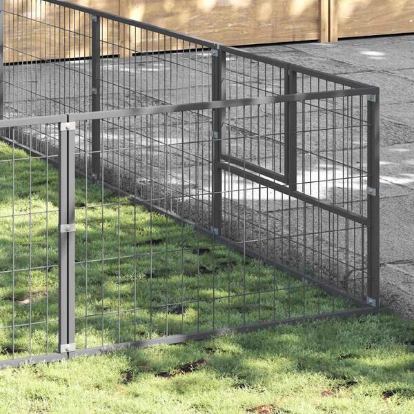 vidaXL Padoc pentru c&acirc;ini, argintiu, 45 m&sup2;, oțel