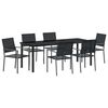 vidaXL Set de masă pentru grădină 7 pcs Negru Ratan PE