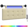 vidaXL Tăblie de pat suspendată Cu lumină LED Crem Piele artificială