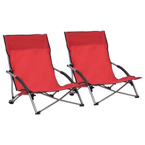 vidaXL Scaune pliante 2 buc. Material textil roșu
