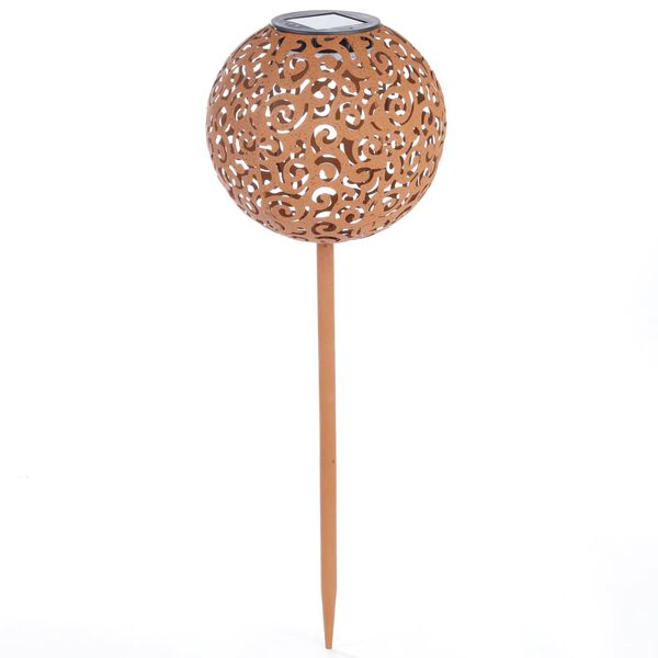 HI Lampă cu LED solară pentru grădină, ușoară, 18 cm, maro, metal