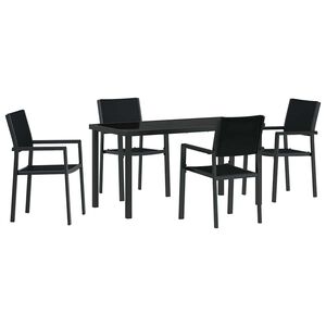 vidaXL Set de masă pentru grădină 5 pcs Negru