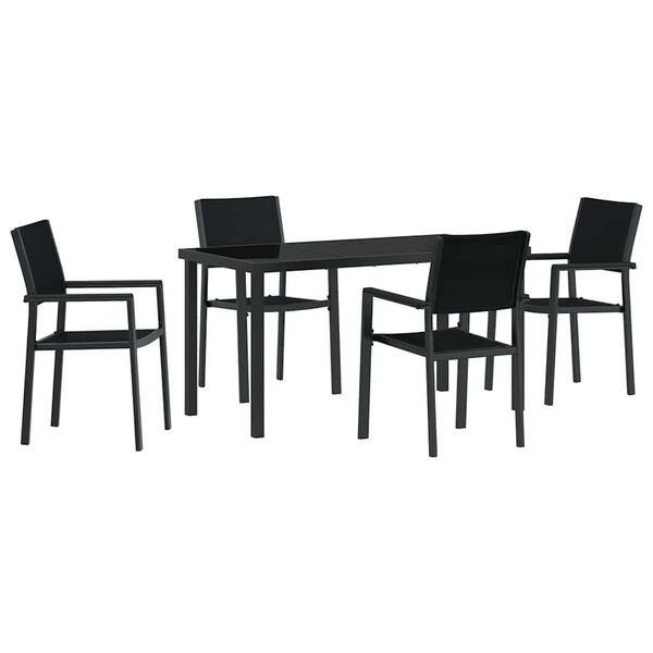 vidaXL Set de masă pentru grădină 5 pcs Negru