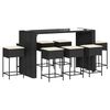 vidaXL Set mobilier bar de grădină cu perne, 9 piese, negru, poliratan