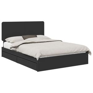 vidaXL Pat cu storage cu headboard Negru 150 x 200 cm Lemn compozit