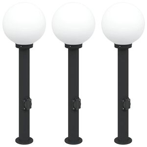 vidaXL St&acirc;lpi iluminatori cu priză, 3 buc., 80 cm, negru, IP44