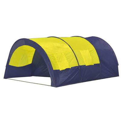 vidaXL Cort de camping, 6 persoane, albastru-galben, poliester