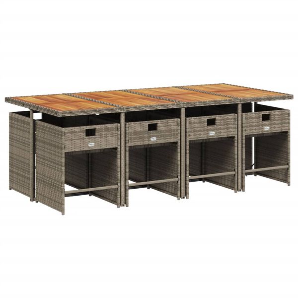 vidaXL Set mobilier grădină cu perne, 9 piese, gri, poliratan