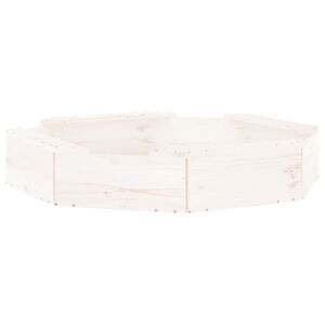 vidaXL Cutie de nisip cu scaune octogonale, alb, lemn masiv de pin