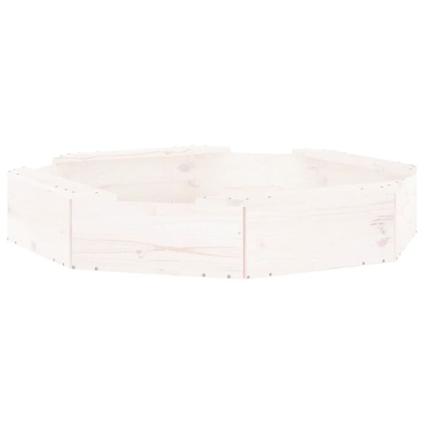 vidaXL Cutie de nisip cu scaune octogonale, alb, lemn masiv de pin