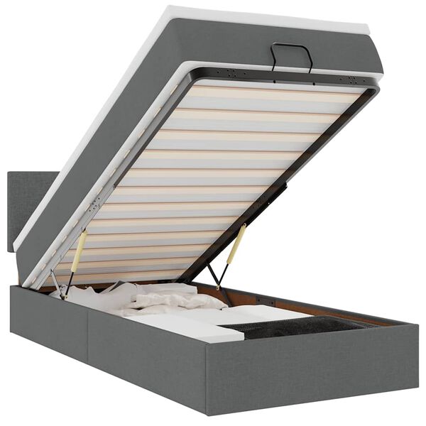 vidaXL Cadru de pat otoman cu saltele Gri închis 80x200cm țesătură
