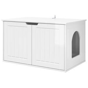 vidaXL Casa pentru pisici Alb Lucios 85 x 55 x 50,5 cm Lemn compozit