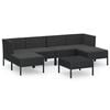 vidaXL Set mobilier de grădină cu perne, 7 piese, negru, poliratan