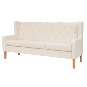 vidaXL Canapea cu 3 locuri, material textil, alb crem