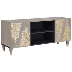 vidaXL Cabinet TV Gri 105 x 33 x 46 cm Lemn de mango solid