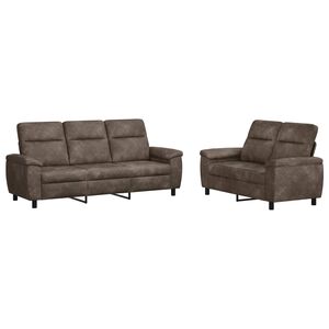 vidaXL Set de canapea 2 pcs Gri &icirc;nchis Piele Suedată Sintetică