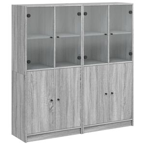vidaXL Bibliotecă cu uși gri sonoma 136x37x142 cm lemn compozit