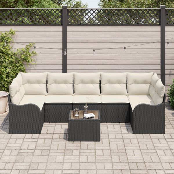 vidaXL Set de canapele pentru grădină Negru 55 x 55 x 37 cm poliratan