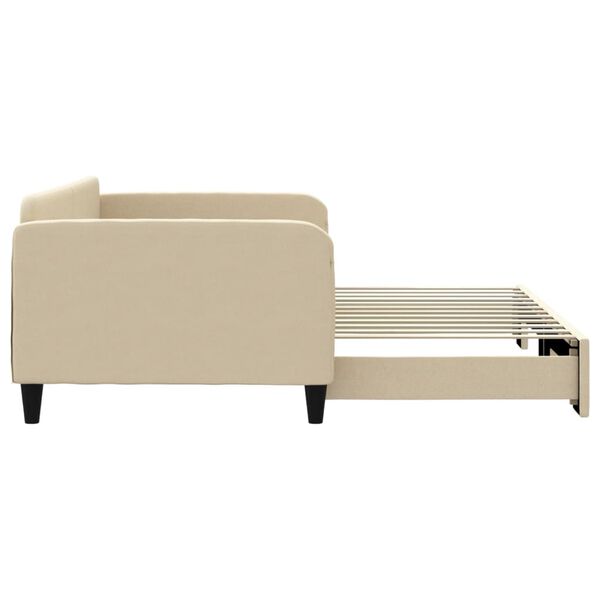 vidaXL Pat de zi cu extensie, crem, 100x200 cm, textil