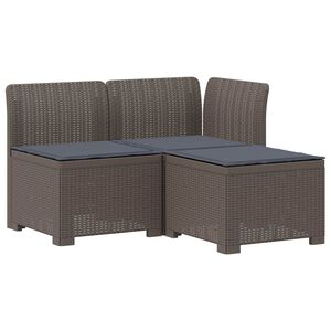 vidaXL Sofa de grădină cu 3 locuri, cu perne, aspect de rattan PP