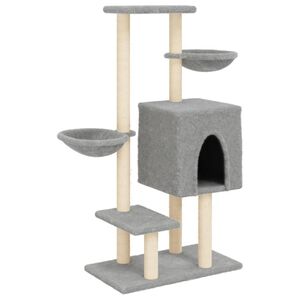 vidaXL Ansamblu pisici cu st&acirc;lpi de zg&acirc;riat, gri deschis, 117cm, sisal