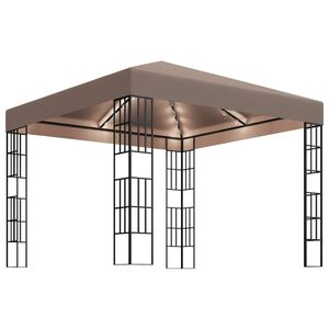 vidaXL Pavilion cu șiruri de lumini LED, gri taupe, 3x3 m
