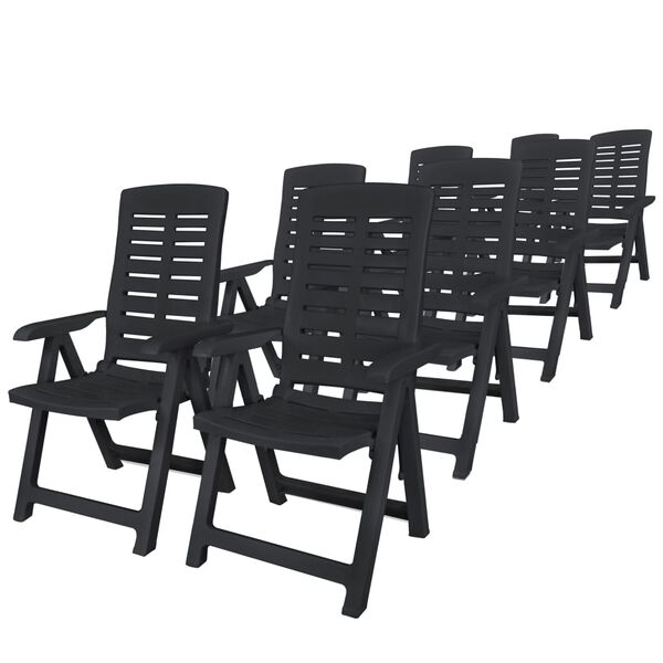 vidaXL Set mobilier de exterior, 9 piese, antracit, plastic