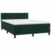 vidaXL Pat box spring cu saltea, verde &icirc;nchis, 140x190 cm, catifea