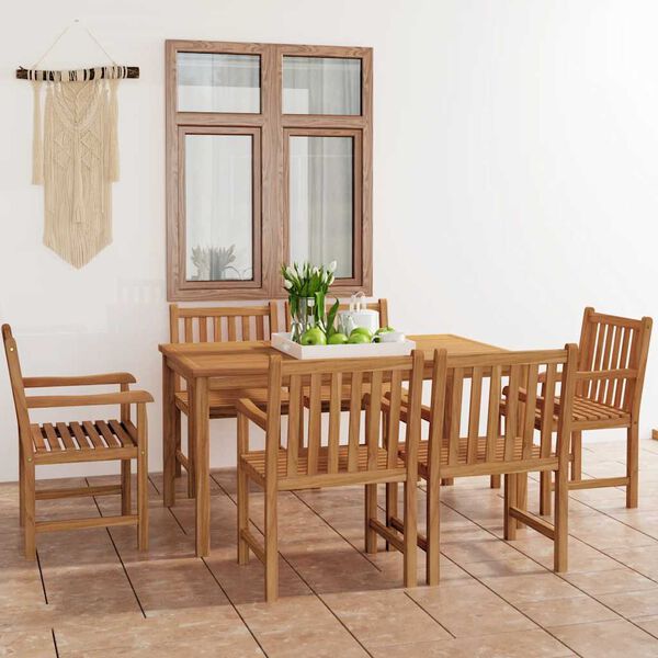 vidaXL Set de mobilier de grădină cu 7 piese, 150x90 cm, lemn masiv de tec