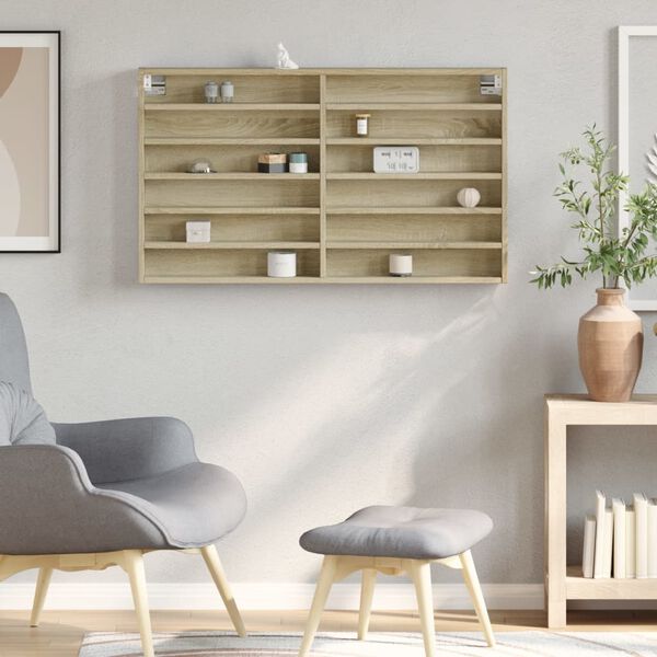 vidaXL Dulap cu vitrină, stejar sonoma, 100x8,5x58 cm, lemn prelucrat