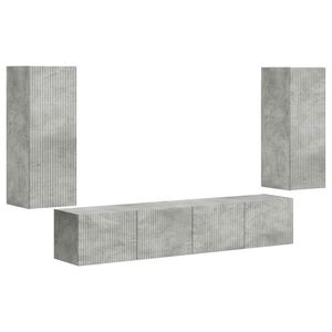 vidaXL Set Dulap pentru Televizor Montat pe Perete 4 pcs Gri din beton