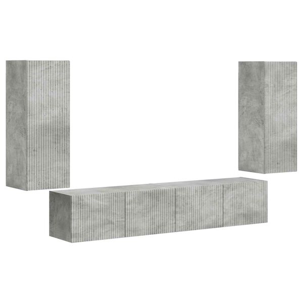 vidaXL Set Dulap pentru Televizor Montat pe Perete 4 pcs Gri din beton