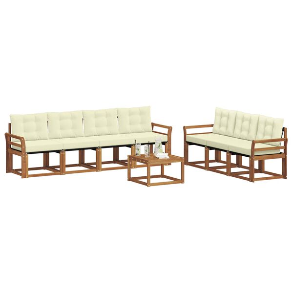 vidaXL Set de canapele de exterior cu pernă 8 pcs Natural și Crem