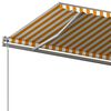 vidaXL Copertină retractabilă manual cu st&acirc;lpi, galben și alb, 6x3 m