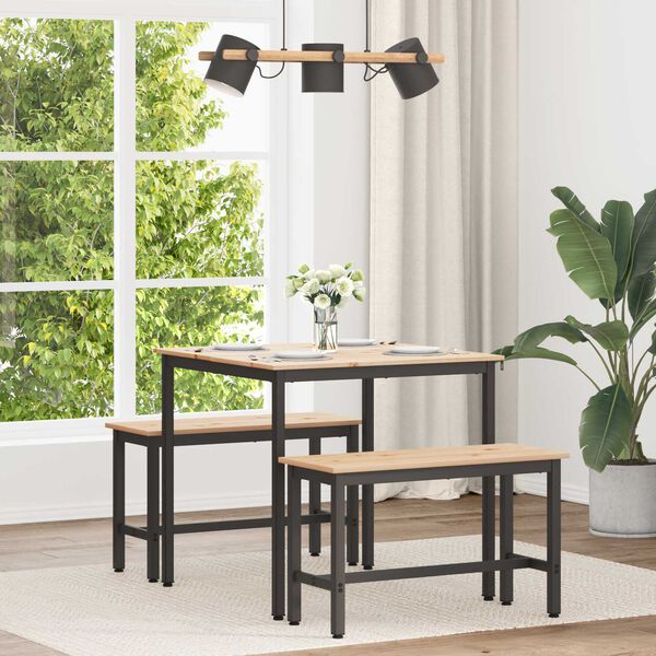 vidaXL Masă de dining natural 80 x 80 x 75 cm Lemn de pin masiv