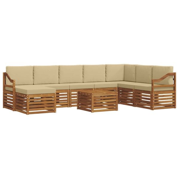 vidaXL Set canapea sectională cu pernă 9 pcs Natural și Bej