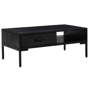vidaXL Măsuță de cafea, negru, 90x50x35 cm, lemn masiv de pin reciclat
