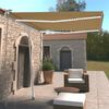vidaXL Copertină retractabilă manual cu LED, galben și alb, 300x250 cm