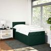 vidaXL Pat box spring cu saltea, verde &icirc;nchis, 90x200 cm, catifea