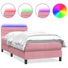 vidaXL Pat cu arcuri cu saltea și LED, roz, 80x210 cm, catifea