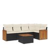 vidaXL Set mobilier de grădină cu perne, 6 piese, negru, poliratan