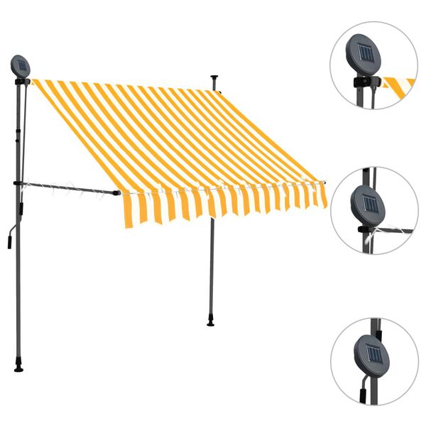 vidaXL Copertină retractabilă manual cu LED, alb & portocaliu, 100 cm