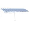 vidaXL Copertină retractabilă manual cu LED albastru și alb 600x300 cm