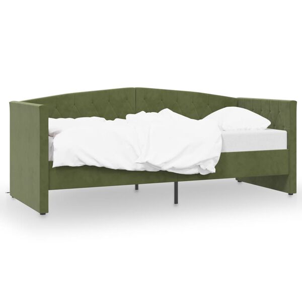 vidaXL Pat de zi, verde &icirc;nchis, 90x200 cm, catifea, USB