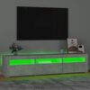 vidaXL Comodă TV cu lumini LED, gri beton, 180x35x40 cm