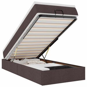 vidaXL Cadru de pat otoman cu saltea țesătură maro &icirc;nchis 100x200 cm