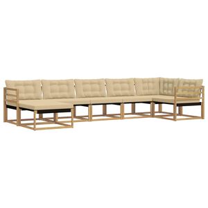 vidaXL Set de canapele de exterior cu pernă 7 pcs Alb și Bej
