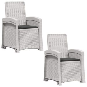 vidaXL Scaun de grădină reclinabil aspect rattan 2 pcs Alb și antracit