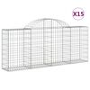 vidaXL Coșuri gabion arcuite 15 buc, 200x30x80/100cm, fier galvanizat