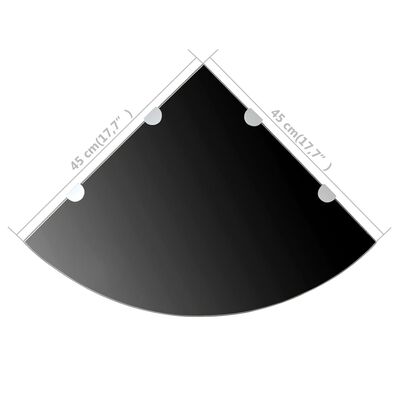 vidaXL Raft de colț cu suporți de crom, sticlă, 45 x 45 cm, negru